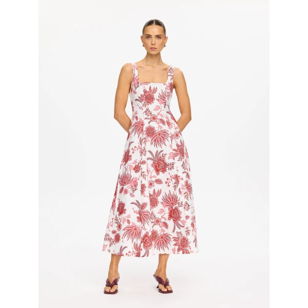 Kivari Bailey Midi Dress in Red, view 6