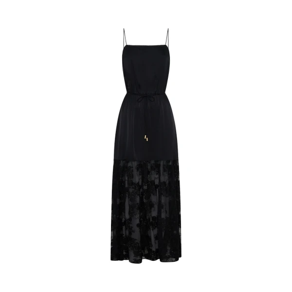 Kivari Blair Lace Maxi Dress in Black