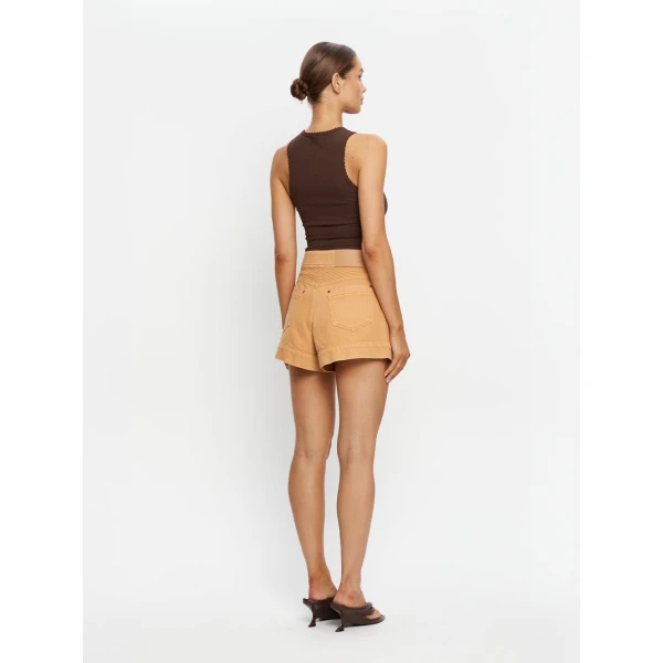 Kivari Cameron Denim Short in Tan, view 4
