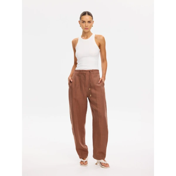 Kivari Cass Barrel Leg Pant in Chocolate, view 2