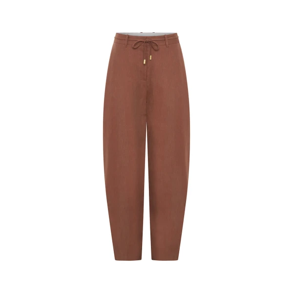 Kivari Cass Barrel Leg Pant in Chocolate