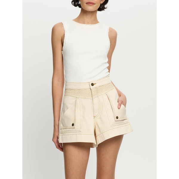 Kivari Celene Denim Short in Cream, view 6
