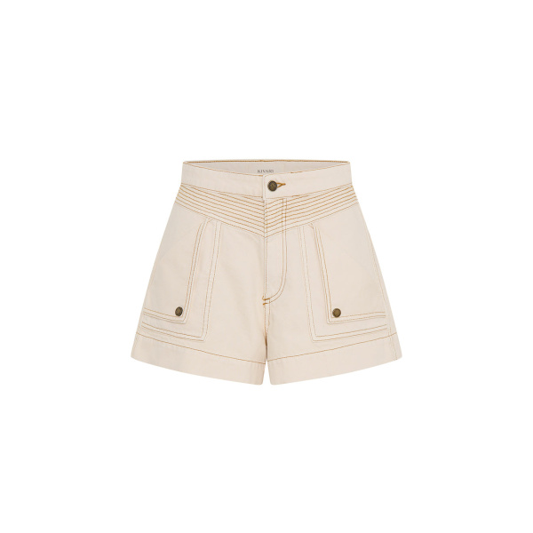 Kivari Celene Denim Short in Cream