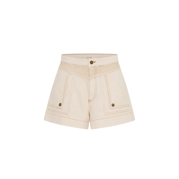 Kivari Celene Denim Short in Cream