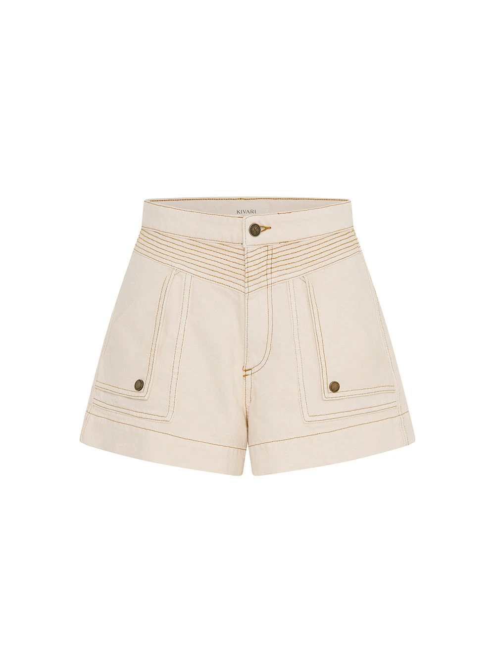 KIVARI Celene Denim Short in Cream