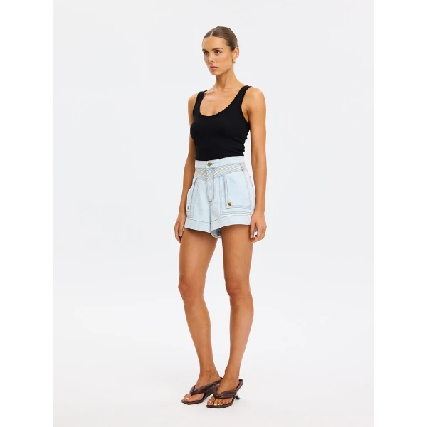 Kivari Celene Denim Short in Pale Blue, view 3