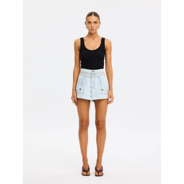 Kivari Celene Denim Short in Pale Blue, view 4
