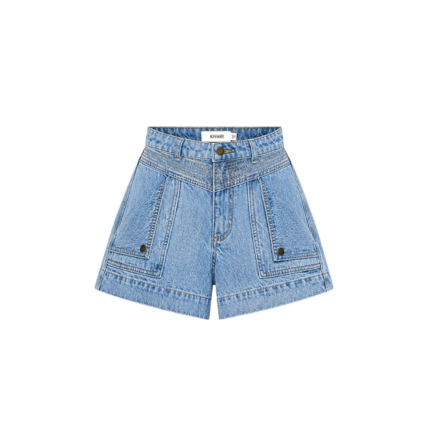 Kivari Celene Denim Shorts in Stonewash