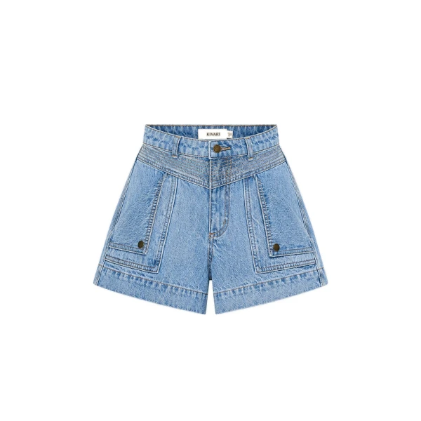Kivari Celene Denim Shorts in Stonewash