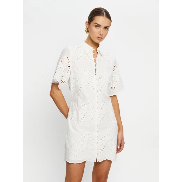 Kivari Danielle Mini Shirt Dress in Ivory, view 2