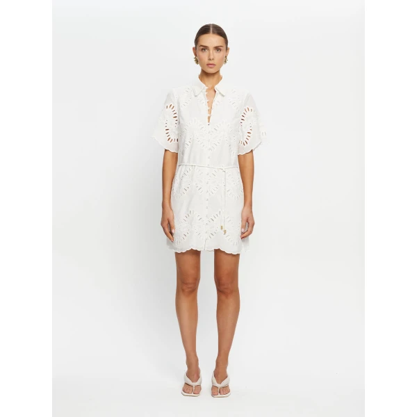 Kivari Danielle Mini Shirt Dress in Ivory, view 3