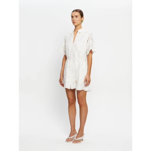 Kivari Danielle Mini Shirt Dress in Ivory, view 4