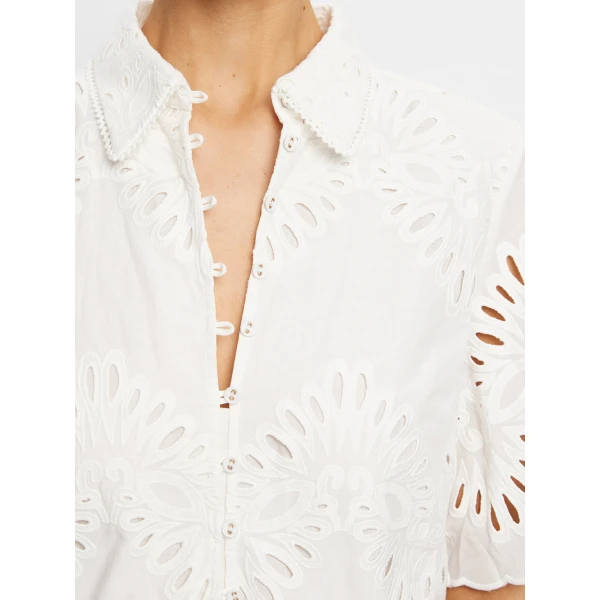 Kivari Danielle Mini Shirt Dress in Ivory, view 6