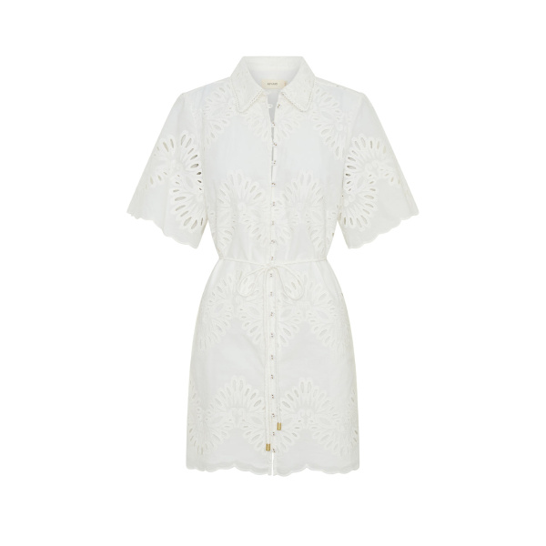 Kivari Danielle Mini Shirt Dress in Ivory