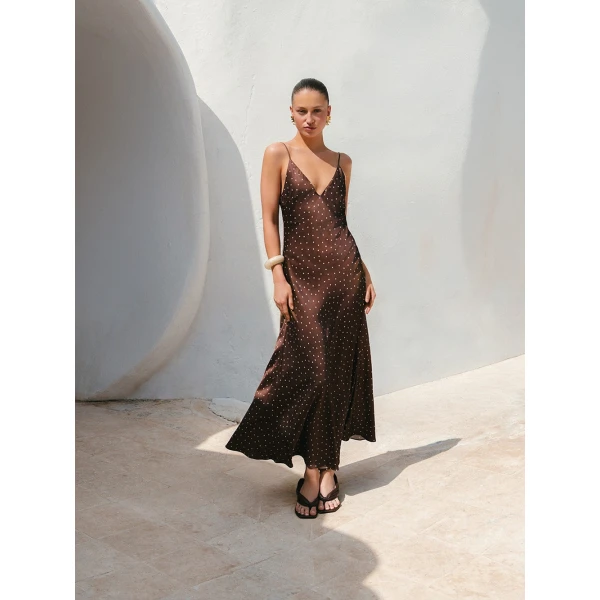 Kivari Edie Maxi Dress in Brown, view 6