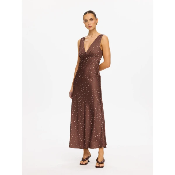 Kivari Edie Midi Dress in Brown, view 2