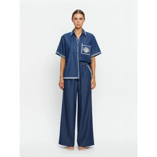 Kivari Emile Chambray Pant in Blue, view 2
