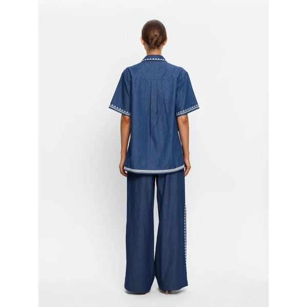 Kivari Emile Chambray Pant in Blue, view 4
