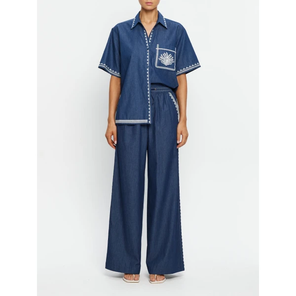 Kivari Emile Chambray Pant in Blue, view 6