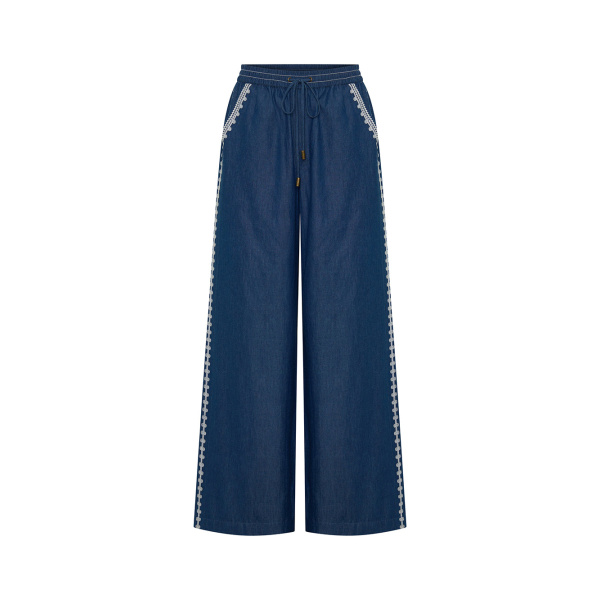 Kivari Emile Chambray Pant in Blue