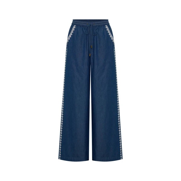 Kivari Emile Chambray Pant in Blue