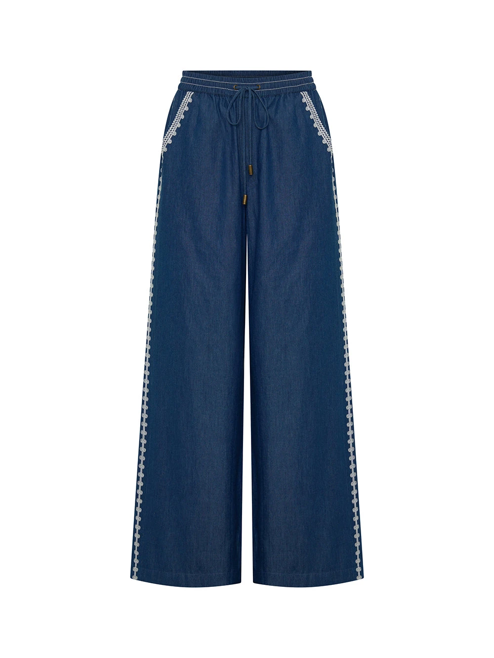 KIVARI Emile Chambray Pant in Blue