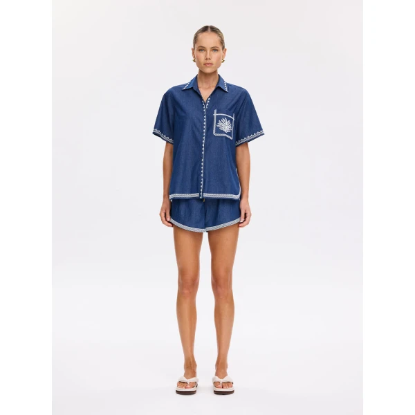 Kivari Emile Chambray Short in Blue, view 4