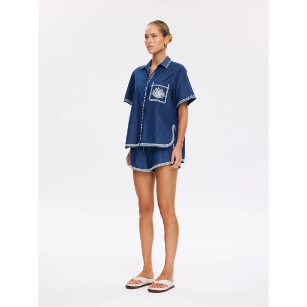 Kivari Emile Chambray Short in Blue, view 5