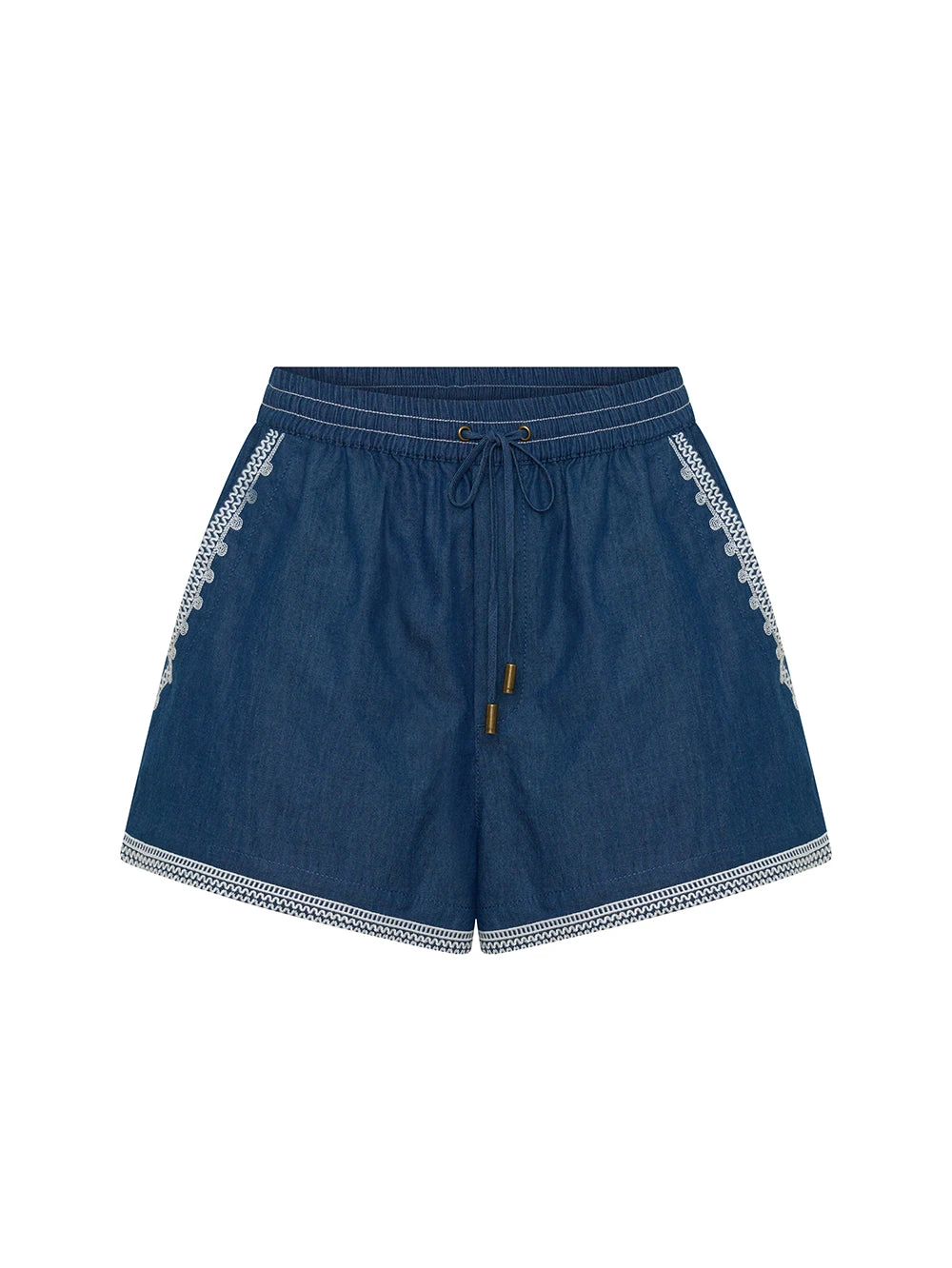 KIVARI Emile Chambray Short in Blue