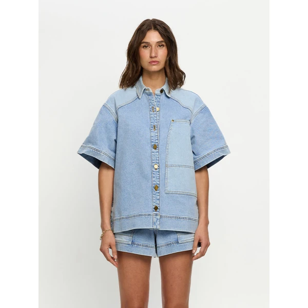 Kivari Florence Denim Shirt in Two Tone, view 2