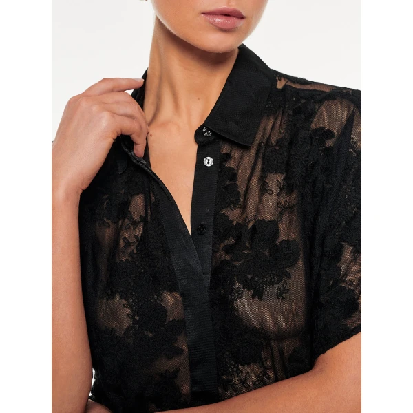 Kivari Jaxon Lace Shirt in Black, view 6