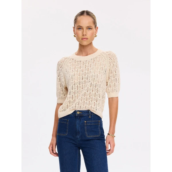 Kivari Kendall Knit Tee in Oat, view 2