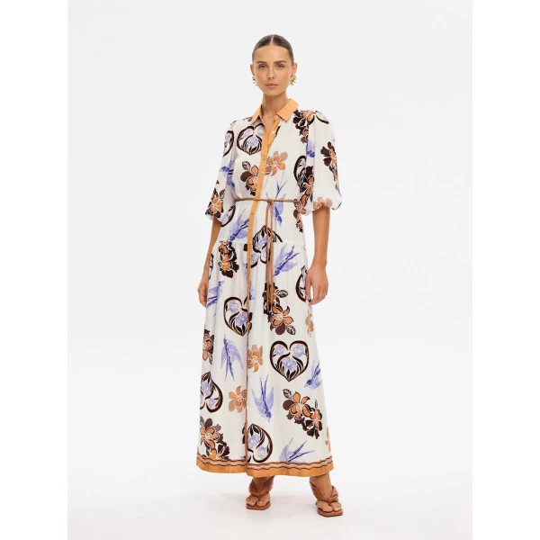Kivari Marit Maxi Dress in Cream Tan, view 2