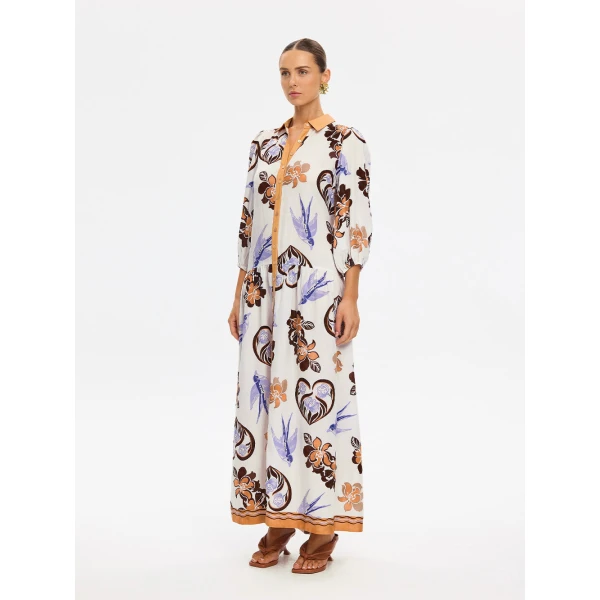 Kivari Marit Maxi Dress in Cream Tan, view 3
