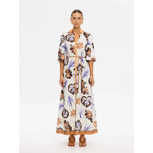 Kivari Marit Maxi Dress in Cream Tan, view 6