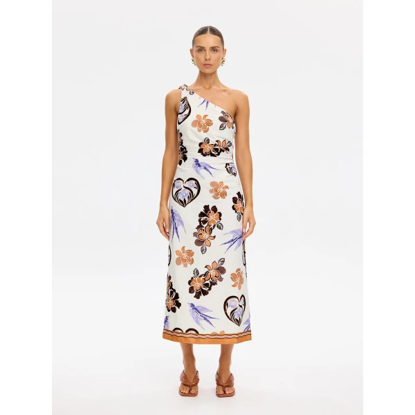 Kivari Marit Midi Dress in Cream Tan, view 6