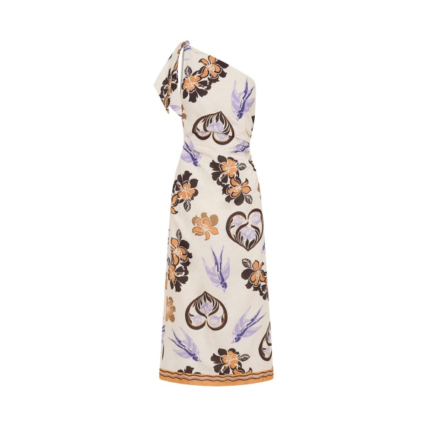 Kivari Marit Midi Dress in Cream Tan