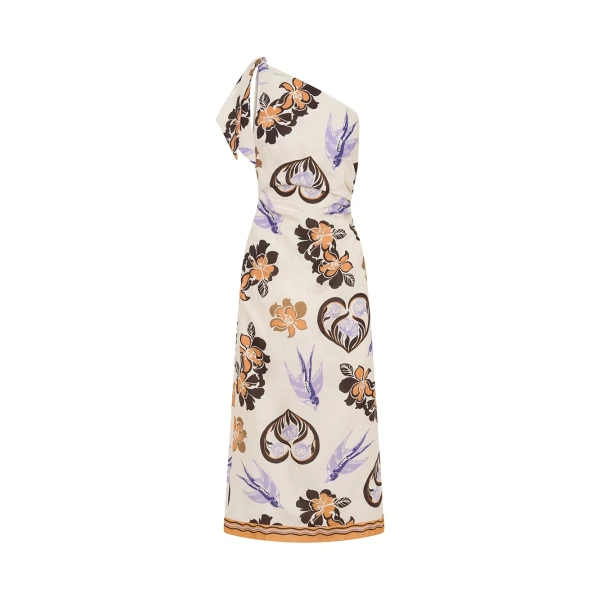 Kivari Marit Midi Dress in Cream Tan