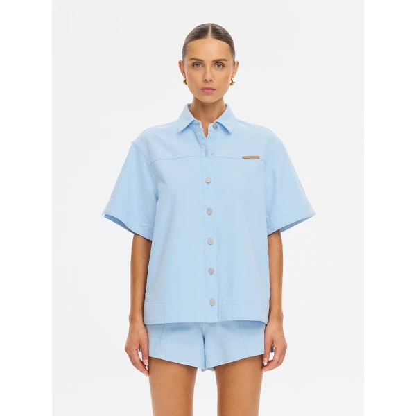 Kivari Marla Denim Shirt in Sky, view 2