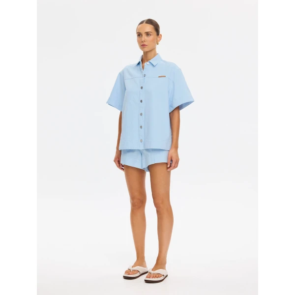 Kivari Marla Denim Shirt in Sky, view 4