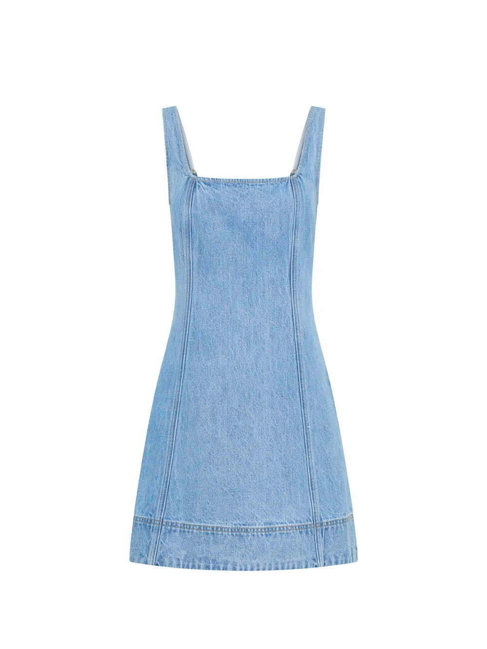 KIVARI Oriana Denim Mini Dress in Stonewash