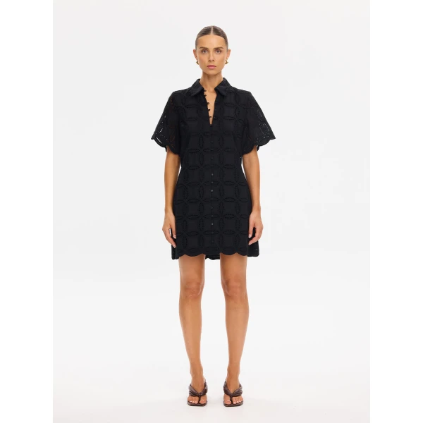 Kivari Rio Mini Shirt Dress in Black, view 2