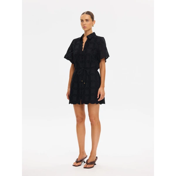 Kivari Rio Mini Shirt Dress in Black, view 3