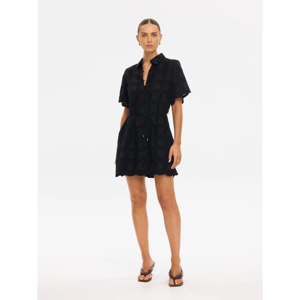 Kivari Rio Mini Shirt Dress in Black, view 6