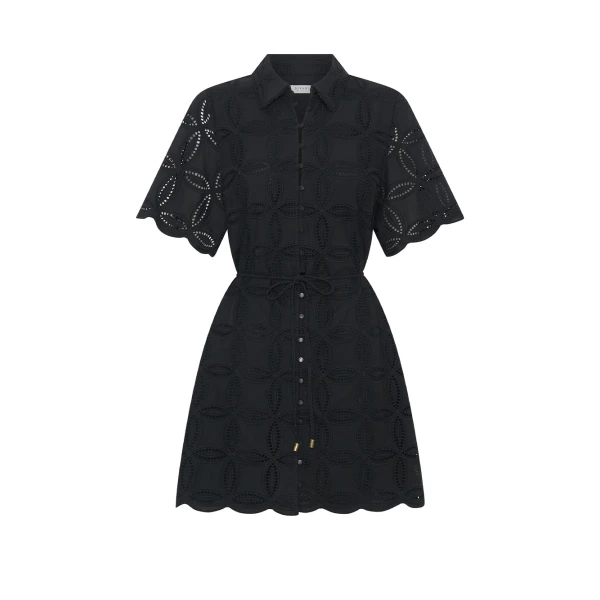 Kivari Rio Mini Shirt Dress in Black