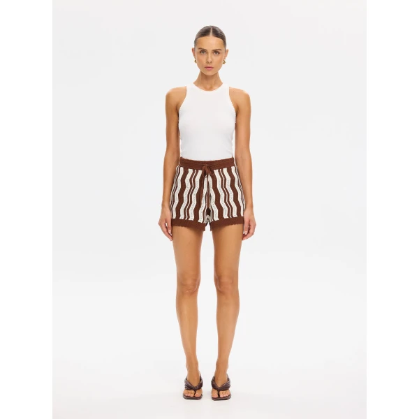 Kivari Sarah Knit Short in Chocolate Stripe, view 2