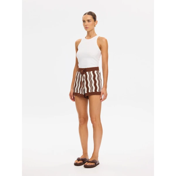Kivari Sarah Knit Short in Chocolate Stripe, view 4