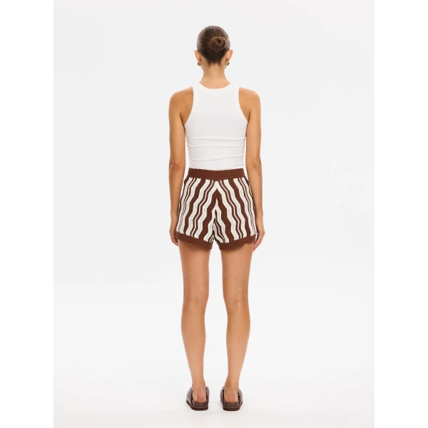 Kivari Sarah Knit Short in Chocolate Stripe, view 5