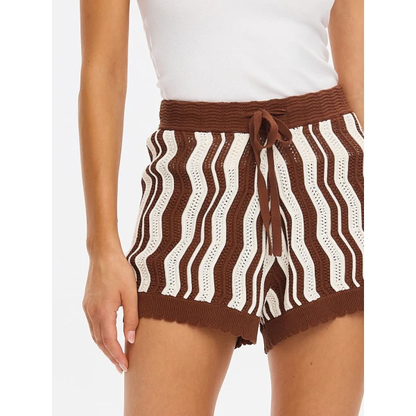 Kivari Sarah Knit Short in Chocolate Stripe, view 6
