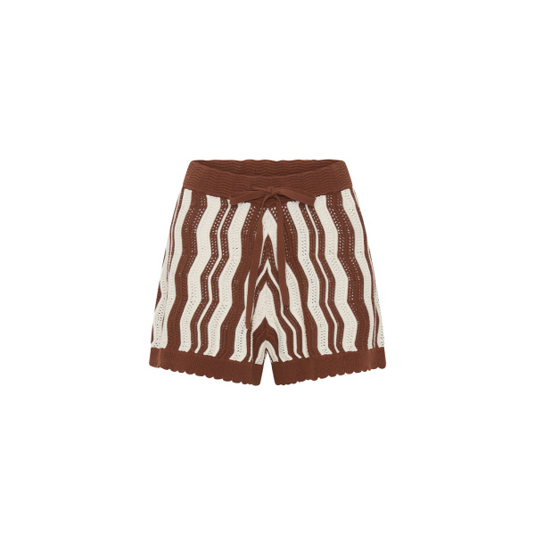 Kivari Sarah Knit Short in Chocolate Stripe